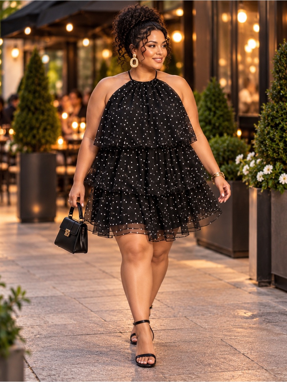 NWT Kate Spade Black and White Polka Dot Ruffled Tiered Mini Dress Size 4X
